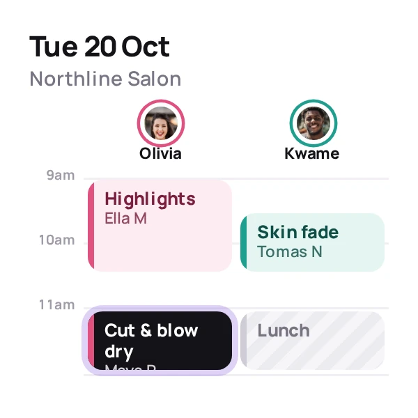 Booking and diary in Cobbtree