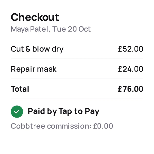 Checkout and payments in Cobbtree